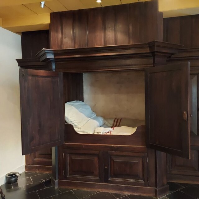 Box beds were often built into walls or alcoves to save precious floor space