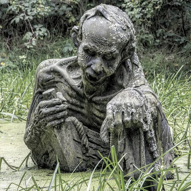 Close-Up of The Starving Buddha: This detailed view emphasizes the intricate design and emotional depth of one of Victor’s Way's most captivating sculptures.