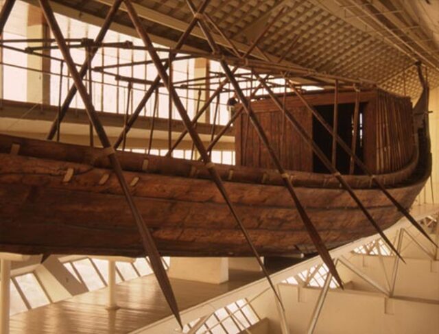 A 30-foot-long, roofed, windowless deckhouse stands on the deck, adding to the vessel’s intrigue.