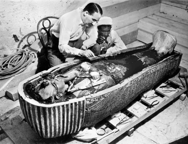 Harry Burton Captures Howard Carter With the Innermost Coffin of Tutankhamun During the Momentous Discovery in 1922.