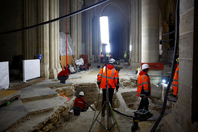 INRAP Archaeologists Uncover Skeletal Remains at Notre-Dame’s Burial Site, December 2023