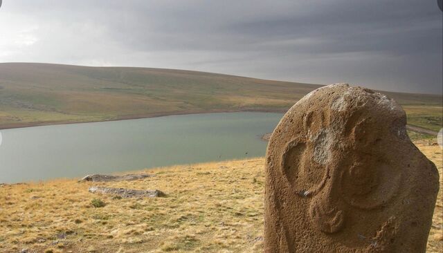 Intricately carved on this dragonstone is a depiction of a goat's head, adding a layer of mystery and artistry to its ancient design.