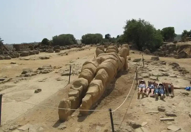 One of the Gigantic Atlanteans From the Temple in Agrigento Reflects the Grandeur of This Ancient Greek Monument.