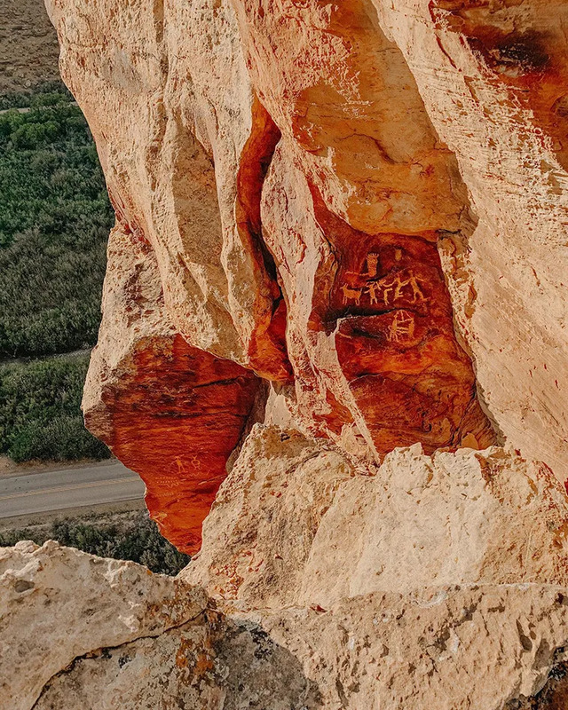 Petroglyphs in the canyon walls