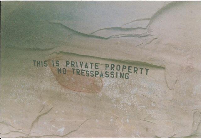 Sadly defaced rock art in Rasmussen Cave, highlighting the need for preservation, April 2007.