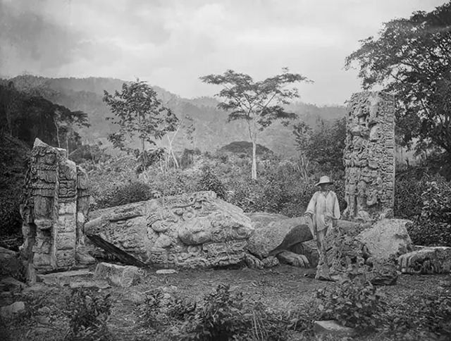 A view of Copán photographed in 1885.