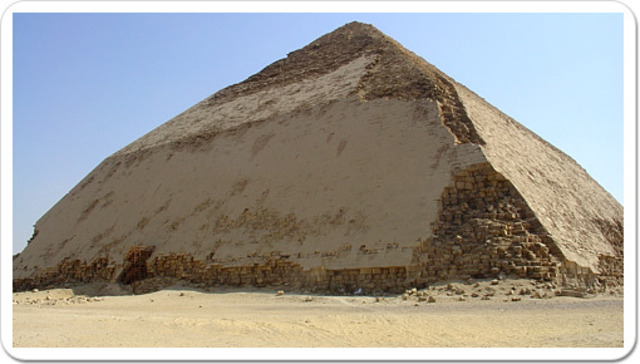 The Bent Pyramid, named for its distinctive shift in angle, stands as a striking architectural marvel of ancient Egypt.