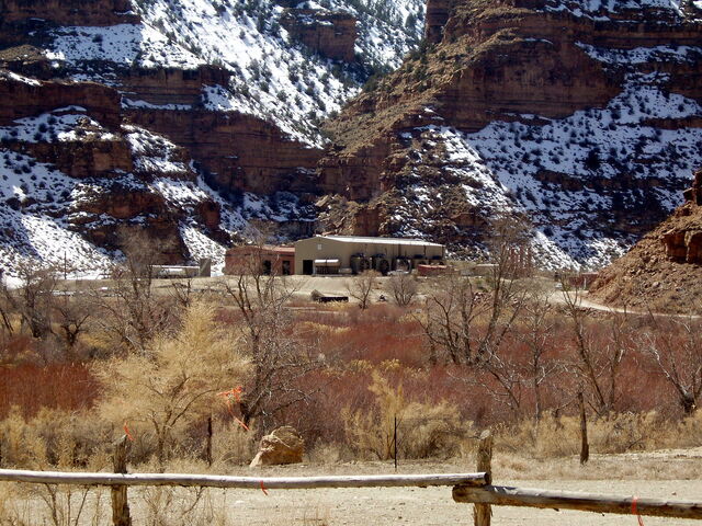 The Bill Barrett Corporation’s natural gas compressor station located at the Dry Canyon junction, photographed in March 2008.