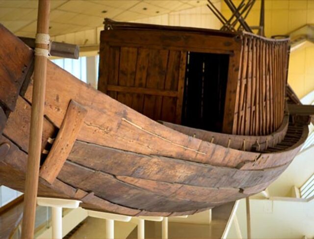 The Khufu boat was constructed using a shell-first technique, where the outer skin of planks was built before the interior timbers and framing.