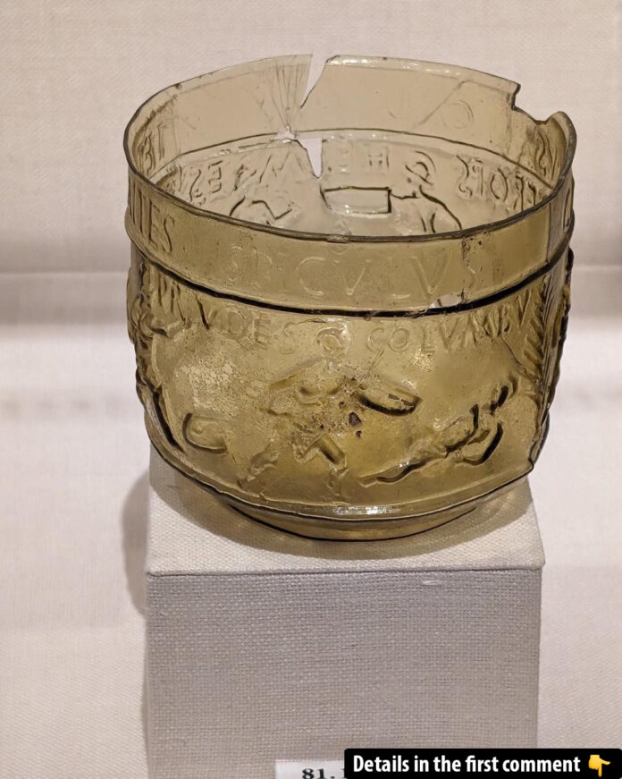 The Montagnole Cup displayed at The Metropolitan Museum of Art, showcasing intricate gladiator engravings.