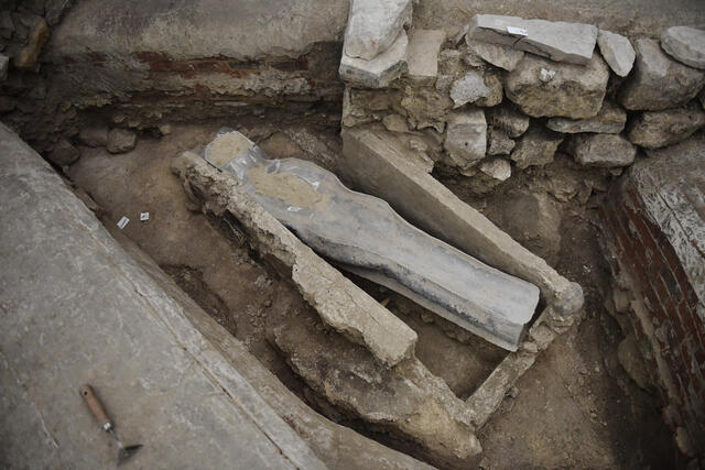 The Mystery of a 14th-Century Lead Sarcophagus Found in Notre-Dame, March 2022