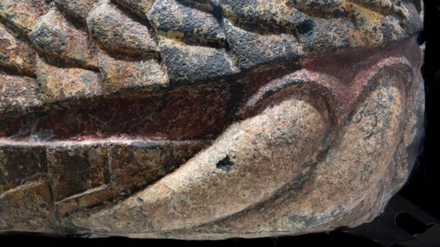 The Painted Fangs of the Giant Snake Provide a Striking Glimpse Into Aztec Symbolism and Craftsmanship.