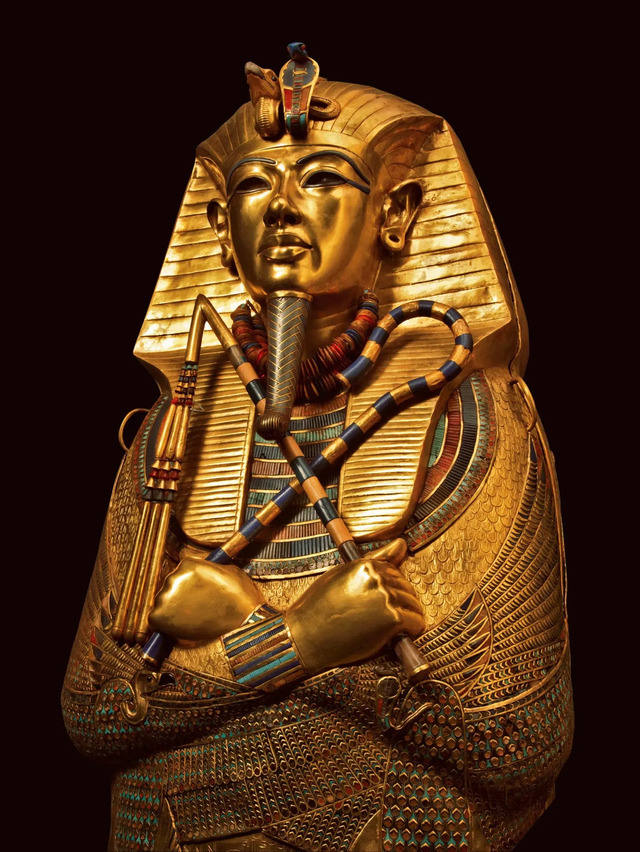 The Upper Part of the Third and Innermost Anthropoid Coffin Once Held the Mummy of King Tutankhamun, Preserving His Regal Legacy.