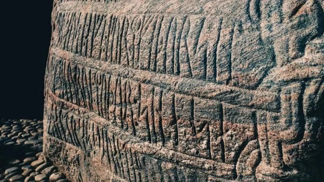 The iconic Jelling Stone in Denmark, regarded as one of the most important historical artifacts from the Viking Age.