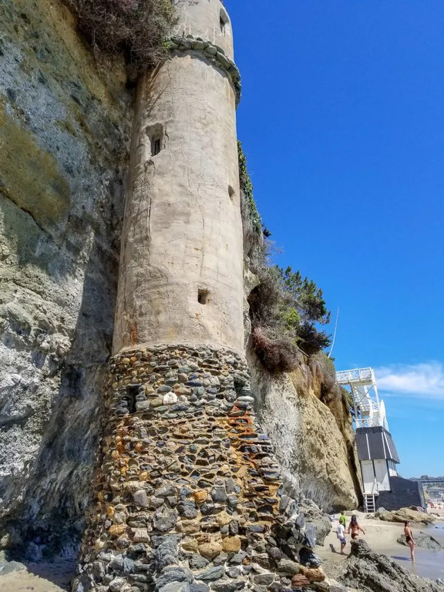 The intricate stone base of La Tour, emphasizing its sturdy construction and historical significance.