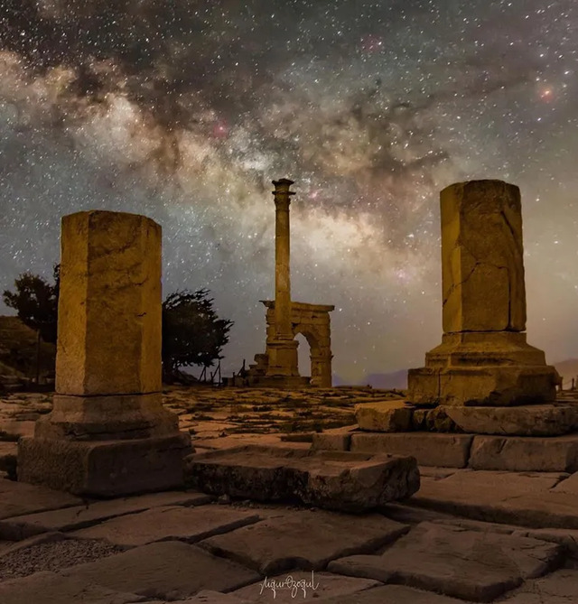 The ruins of Sagalassos under the starry night, where history meets the cosmos in a breathtaking display.