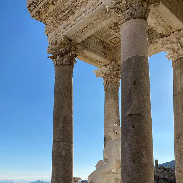 The view through the columns of Sagalassos, revealing the artistry and scale of Roman architecture.