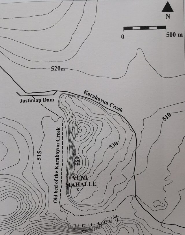 Topographical map of the Yeni Mahalle site, where the Urfa Man statue and other Neolithic remains were uncovered during urban development.