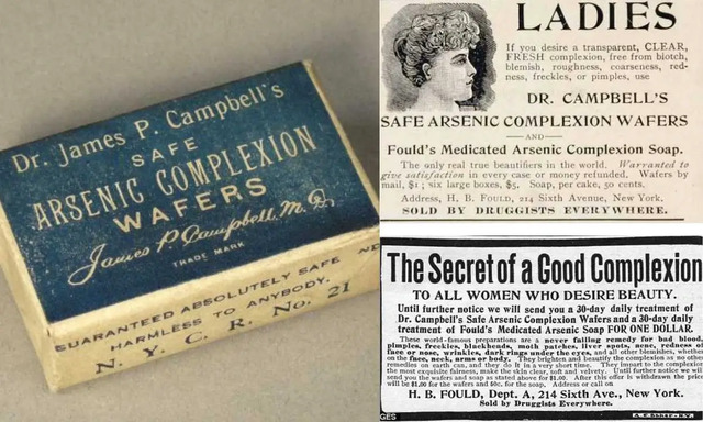 Women used arsenic-laced face creams to lighten their skin, believing it enhanced their beauty