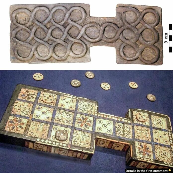 The Shahr-i Sokhta board game, carved in the form of intertwined loops, showcasing one of the earliest examples of strategic games in the ancient world. (Credit: Jelveh, S. Moradi, H., The British Institute of Persian Studies)