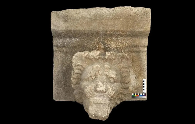 The marble lion's head gargoyle uncovered during excavations in Selinunte, Sicily, showcasing its intricate detailing and historical significance as a sima-type architectural feature. (Credit: Selinunte Project Ruhr University Bochum, Marc Klauss/Leah Schiebel)