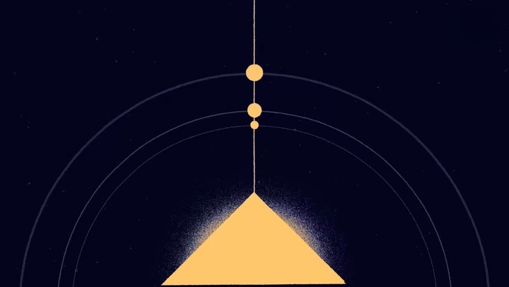 A conceptual illustration showing Tesla's theory that the pyramids harnessed cosmic energy for unknown purposes.