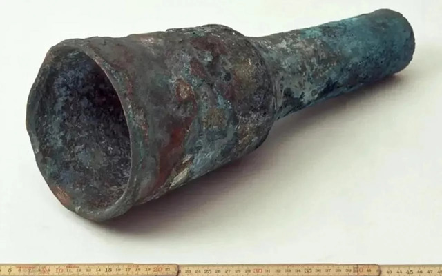 A 14th-century shipboard cannon found off the Swedish coast. Measuring approximately 50 centimeters, this artifact is one of Europe’s oldest known artillery pieces. (Credit: Bo Niklasson / Bohusläns Museum)"