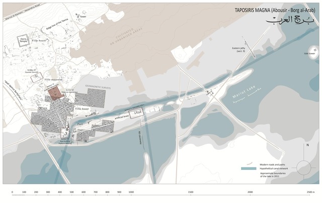 A detailed map of the Taposiris Magna site, located 45 kilometers west of Alexandria, showcasing key archaeological areas and structures, including the ancient temple dedicated to Osiris. (Credit: Egyptian Ministry of Tourism and Antiquities)