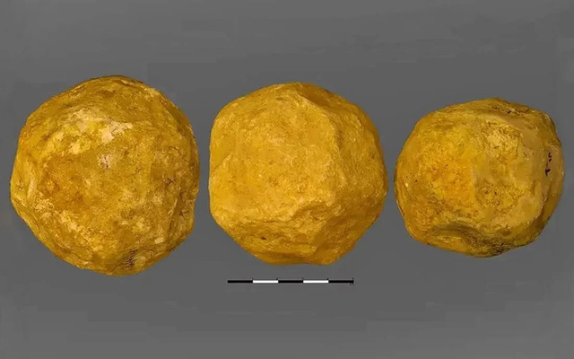 A collection of stone spheroids from the 'Ubeidiya site, showcasing the deliberate shaping process employed by early humans over 1.4 million years ago.