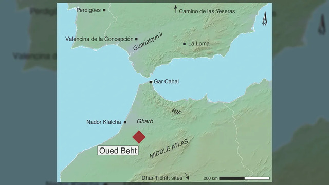 A map highlighting Oued Beht’s location (marked by a red diamond) in northern Morocco, emphasizing its importance within the region. (Image Credit: Toby Wilkinson; Antiquity Publications Ltd)