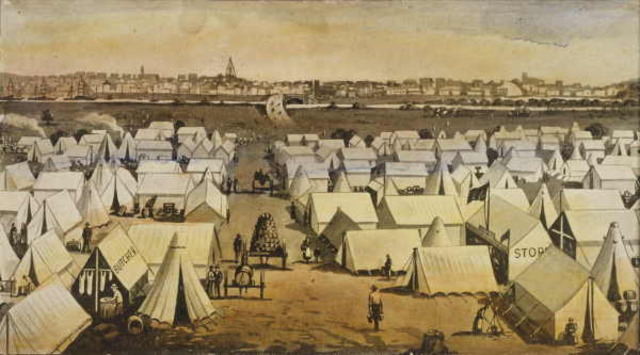 A mining camp in 1850s Melbourne captures the spirit of the gold rush era, showcasing the determination of prospectors in search of fortune. (Photo: Public domain, Wikimedia Commons)