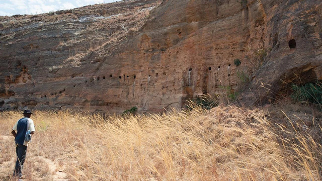 A newly documented collection of 35 circular rock-cut niches discovered in Madagascar. (Credit: G. Schreurs et al., Azania: Archaeological Research in Africa, 2024)