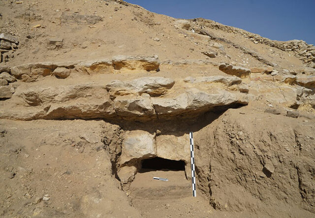 A rock-cut tomb on the northern edge of the Saqqara plateau, a testament to the burial practices during the early 3rd Dynasty. Credit: Ministry of Tourism and Antiquities of Egypt.