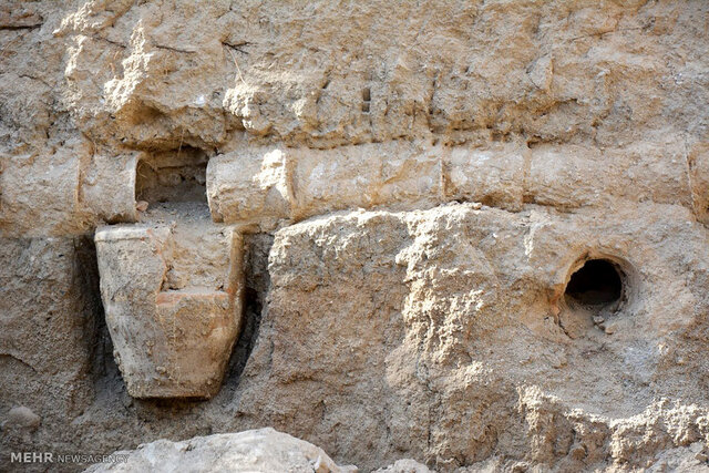 A section of the aqueduct system that once belonged to a historic castle in Borujerd, revealing insights into its architectural planning. (Credit: Mehr News Agency)