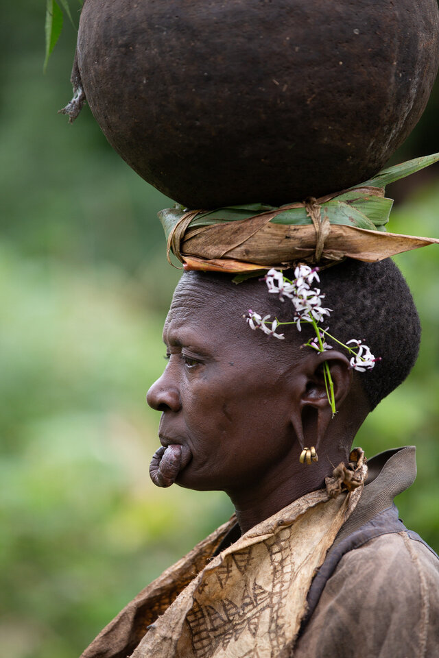 A striking portrait of a Suri tribal woman from the Omo Valley captures her unique beauty and rich heritage. (Credit: Jayne Mclean) 