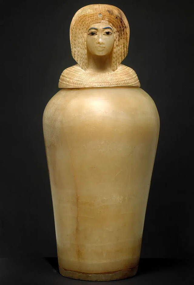 A stunning canopic jar from KV44, believed to depict Kiya, preserved at The Metropolitan Museum of Art.