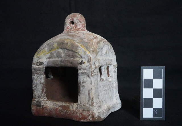 A terracotta model of a funerary shrine discovered in the restored Greco-Roman catacombs at Saqqara. Credit: Ministry of Tourism and Antiquities of Egypt.