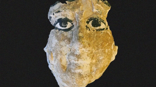 A vividly colored mask, unearthed at a burial site in Saqqara, showcases the artistic finesse of ancient Egypt. (Credit: Egyptian Ministry of Tourism & Antiquities)