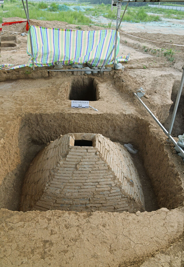 A well-preserved Ming Dynasty tomb with a vaulted ceiling uncovered during archaeological excavations in Changzhi, Shanxi Province.