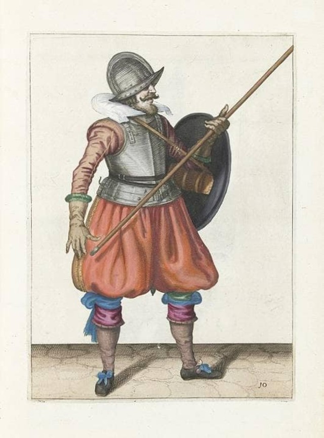 An illustration of a pikeman, a key figure in 16th-century infantry tactics.