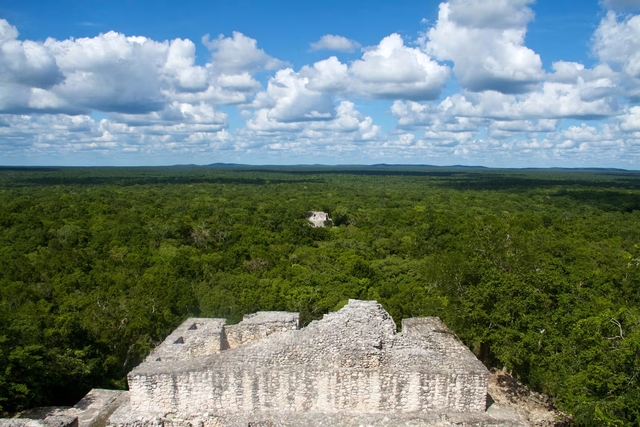 Ancient Maya structures remain hidden beneath the dense forest canopy near Calakmul, Mexico, preserving the mysteries of a bygone civilization. (Philip Dumas / Getty Images)