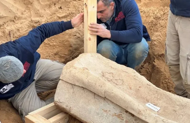 Archaeologists constructed a wooden chest to safeguard a lead sarcophagus uncovered at the site, ensuring its preservation. (Credit: Première Urgence Internationale)