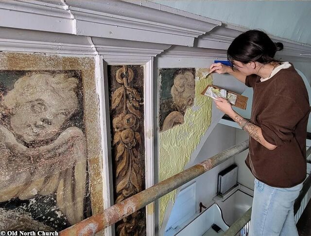 Centuries-old painted angels have been uncovered at Boston’s historic Old North Church, revealing their timeless beauty. (Credit: Old North Church)