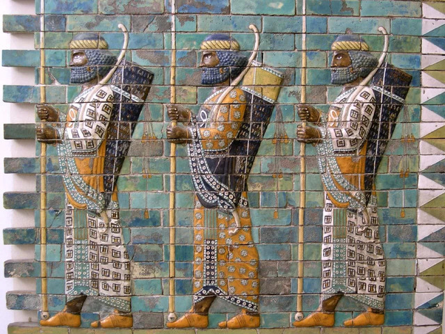 Depictions of Persian warriors from Darius’ palace in Susa, Iran, now on display at the Pergamon Museum.