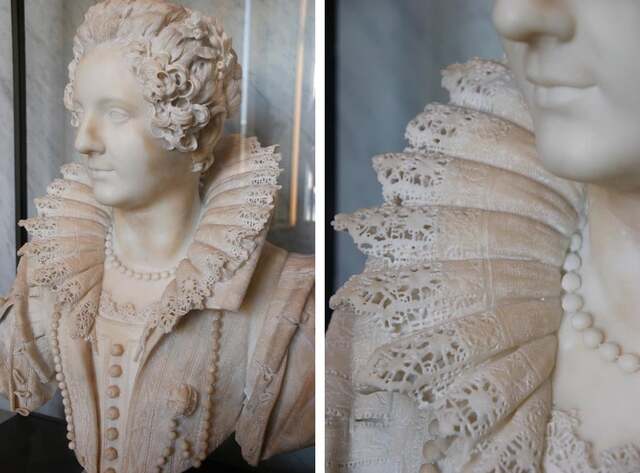 Gaze upon the breathtaking lace details adorning the bust of Maria Duglioli Barberini. (Photos: Kim Rempel)