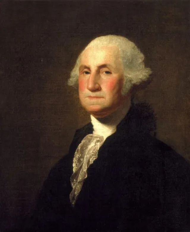 George Gilbert Stuart, circa 1798, painted this portrait of George Washington. Notice how Washington’s jaw and mouth appear more distended in this depiction. (MVLA)