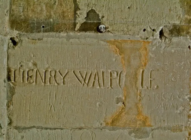 In 1594, Jesuit priest Henry Walpole endured the manacles fourteen times. He later carved his name in the Beauchamp Tower wall, adding St. Peter, St. Paul, Jerome, Ambrose, Augustine, and Gregory—the four great Doctors of the Eastern Church.