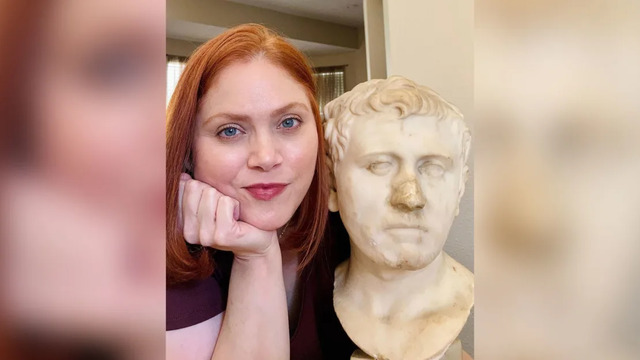 Laura Young and the remarkable 52-pound marble bust she stumbled upon in August 2018.