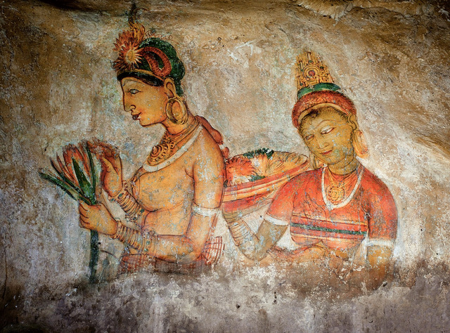 Medieval travelers left graffiti at Sigiriya, marveling at the site’s mesmerizing rock paintings of enchanting women dancing and bearing offerings.