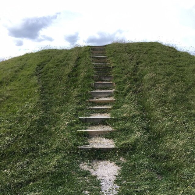 Steps leading up to White Horse Hill, providing access to the ancient site and stunning views of the surrounding countryside.